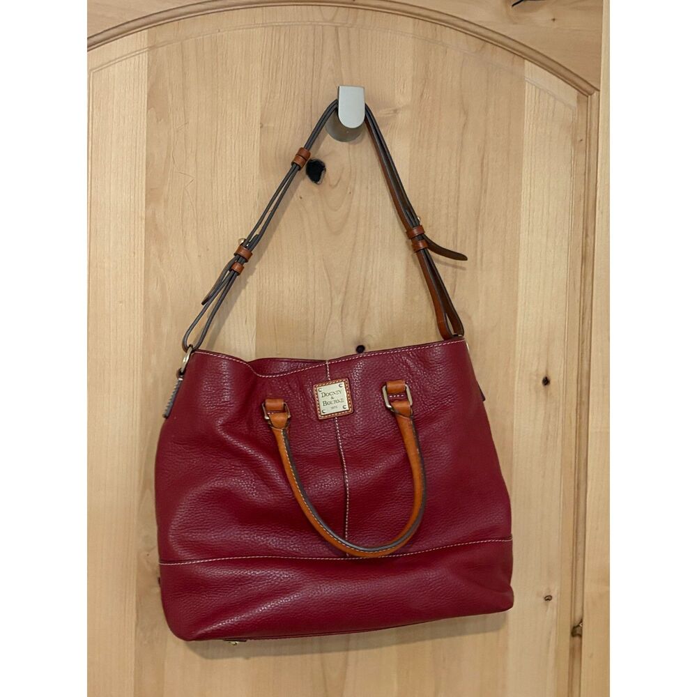 Dooney & Bourke Red Pebble Grain Leather Shoulder Bag EUC